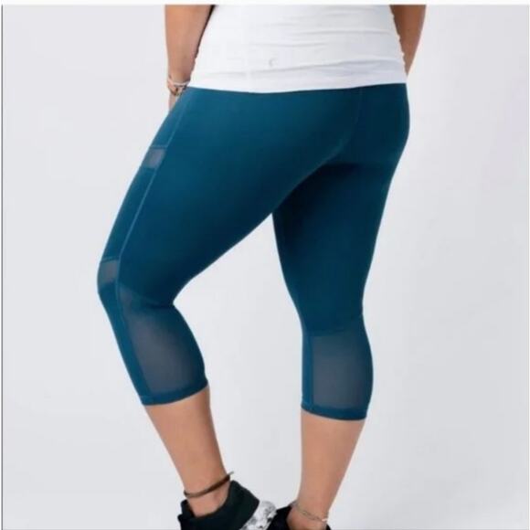 Zyia Brillant Blue Mesh Hif Waist Crop Corsair Leggings 12 - Picture 2 of 10